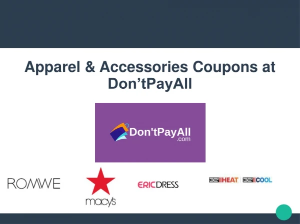 Have Shopping Plans? Look Out for the Don’tPayAll Apparel Coupon