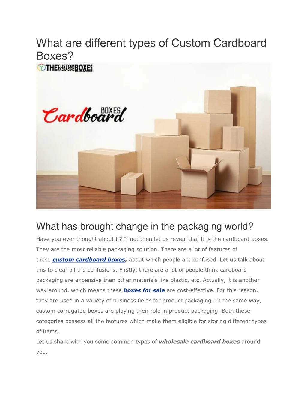 what are different types of custom cardboard boxes