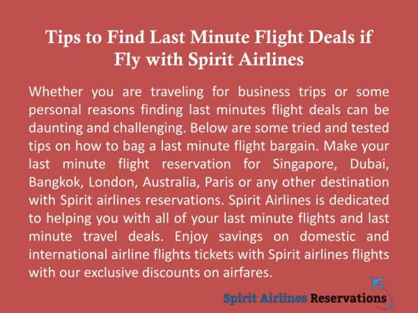 Tips to Find Last Minute Flight Deals if Fly with Spirit Airlines