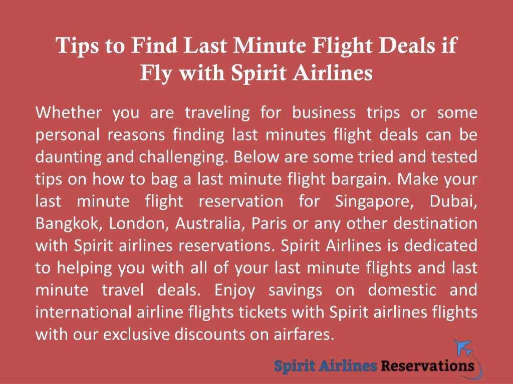 tips to find last minute flight deals if fly with spirit airlines