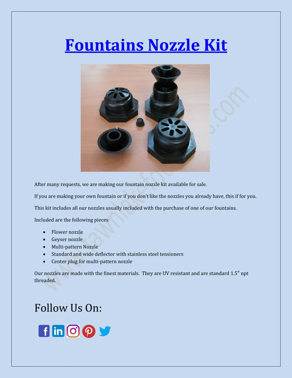 fountains nozzle kit