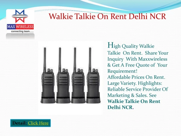 Walkie Talkie On Rent Delhi NCR - Maxxwireless