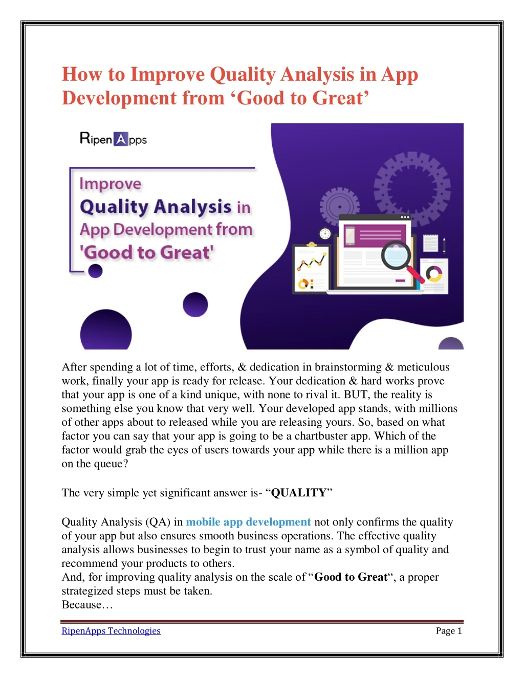 how to improve quality analysis