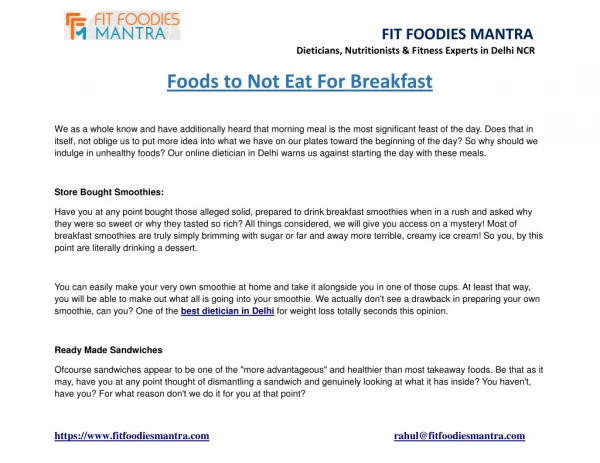 Foods to Not Eat For Breakfast