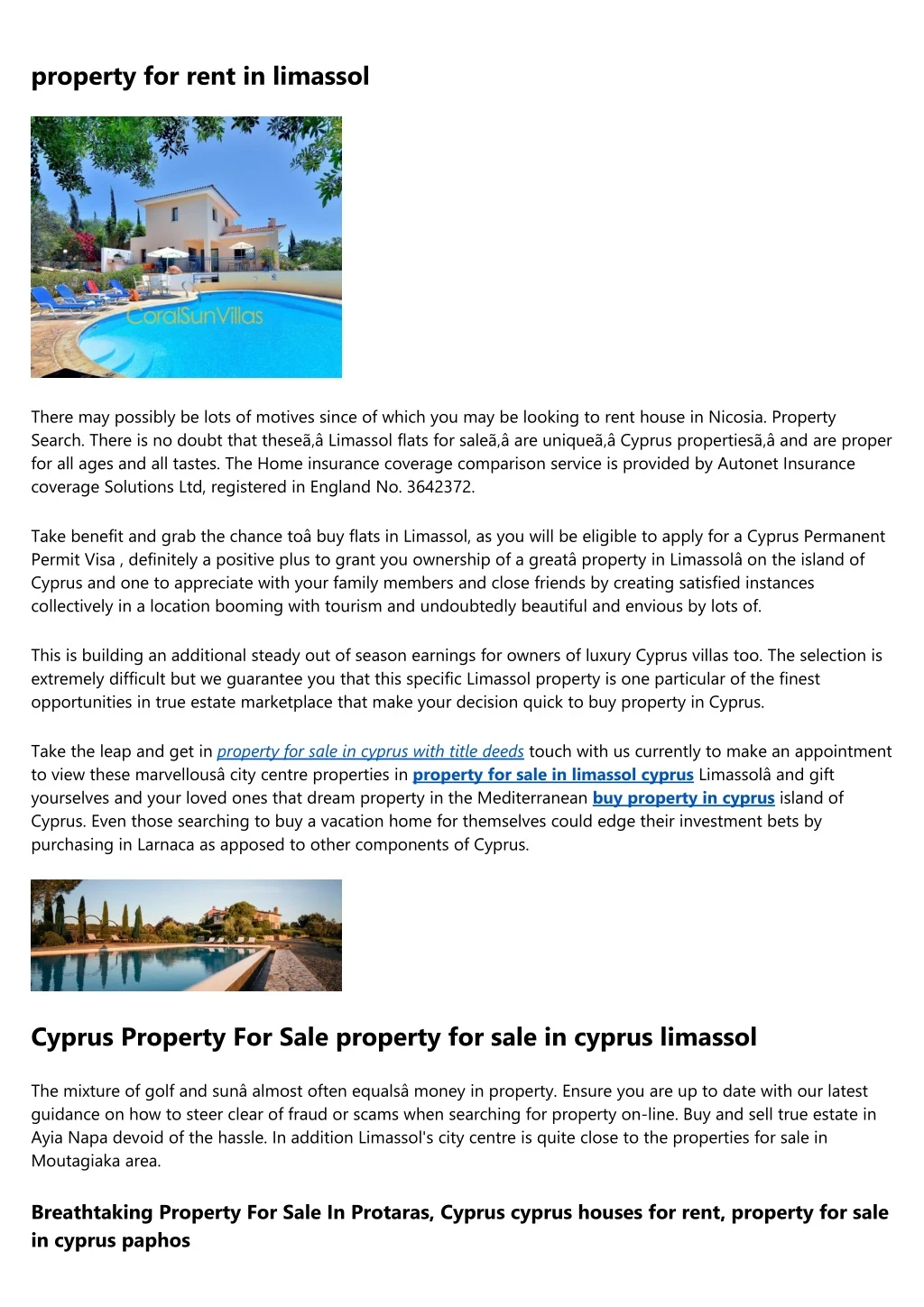 property for rent in limassol