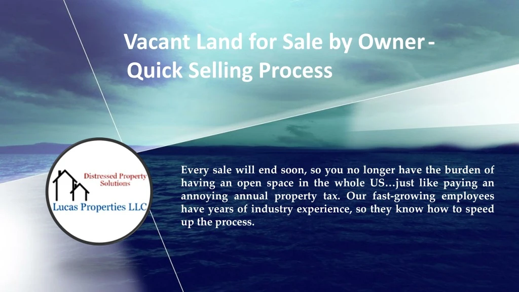 vacant land for sale by owner quick selling