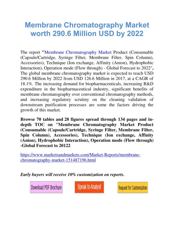 Membrane Chromatography Market worth 290.6 Million USD by 2022