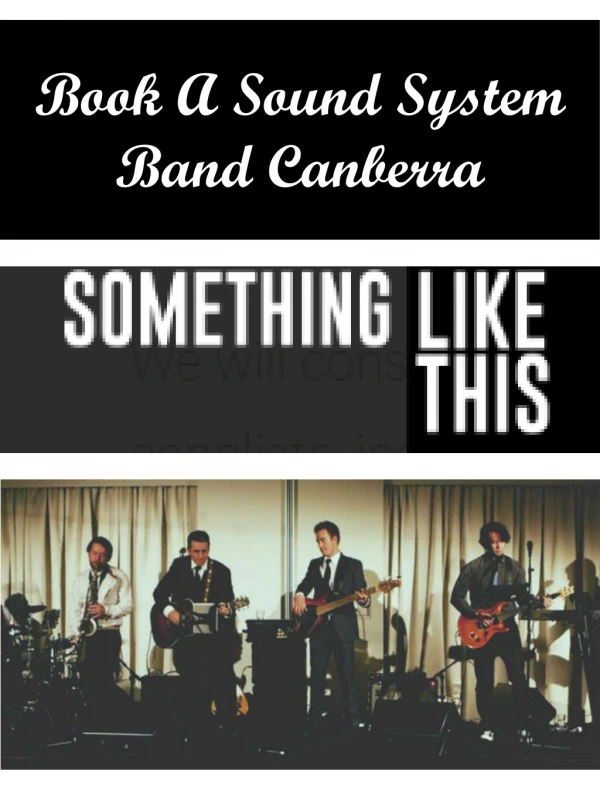 Book A Sound System Band Canberra
