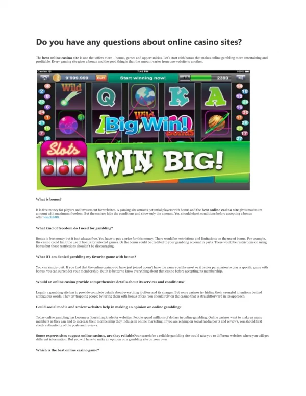 Do you have any questions about online casino sites?