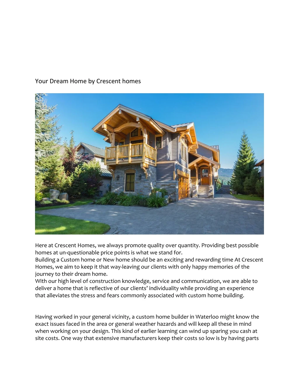 your dream home by crescent homes
