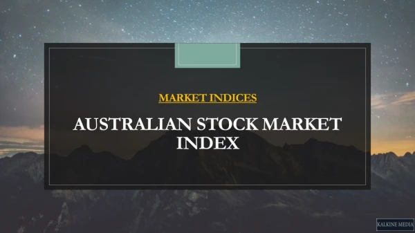 Market Indices - Australian Stock Market Index