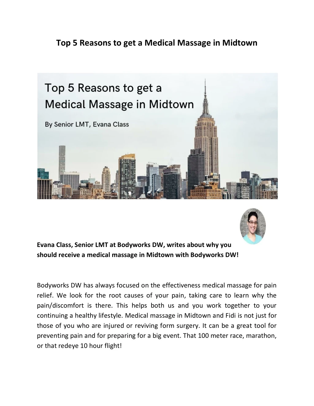 top 5 reasons to get a medical massage in midtown