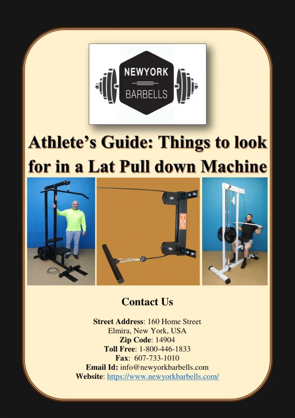 Athlete’s Guide: Things to look for in a Lat Pull down Machine