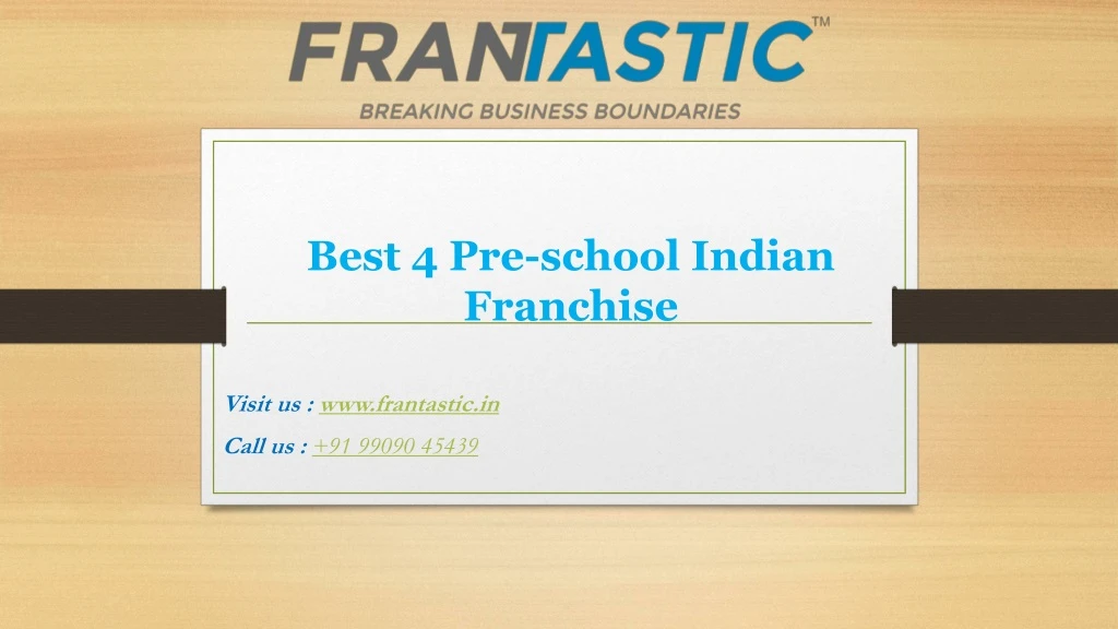 best 4 pre school indian franchise