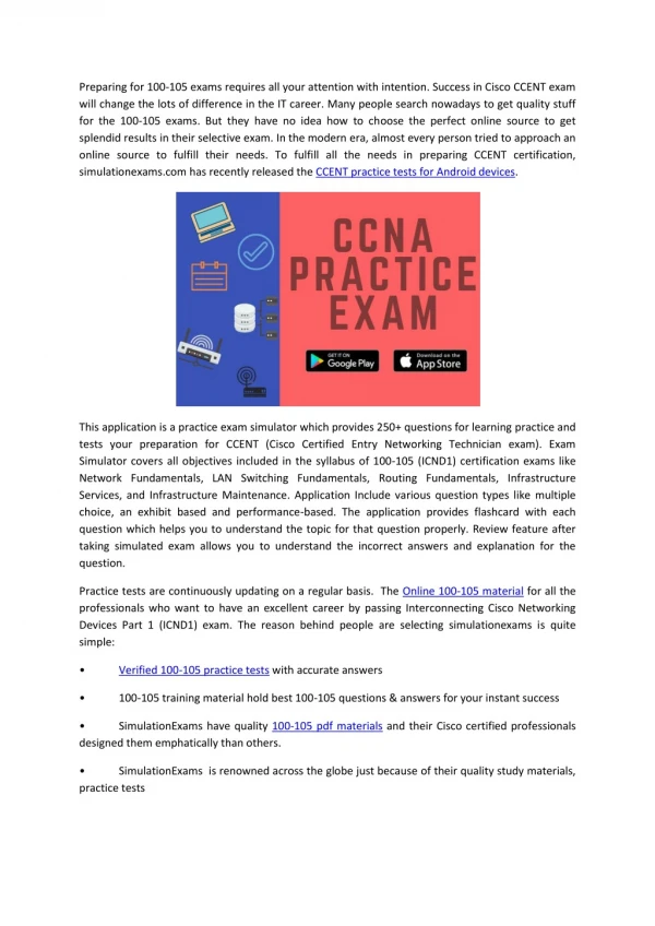 Cisco CCENT Practice Tests For Mobile Devices