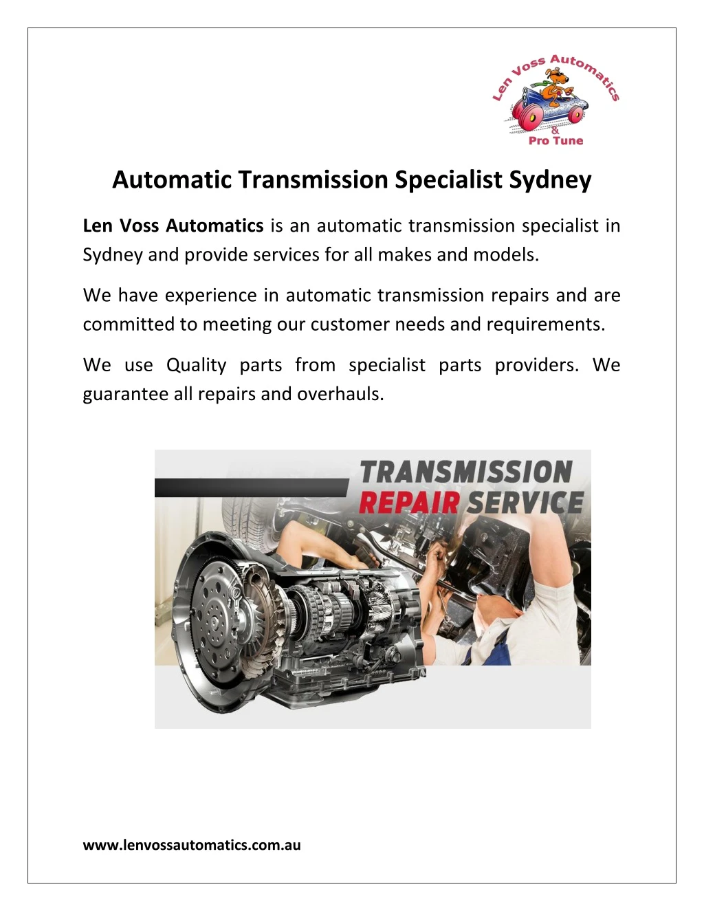 automatic transmission specialist sydney