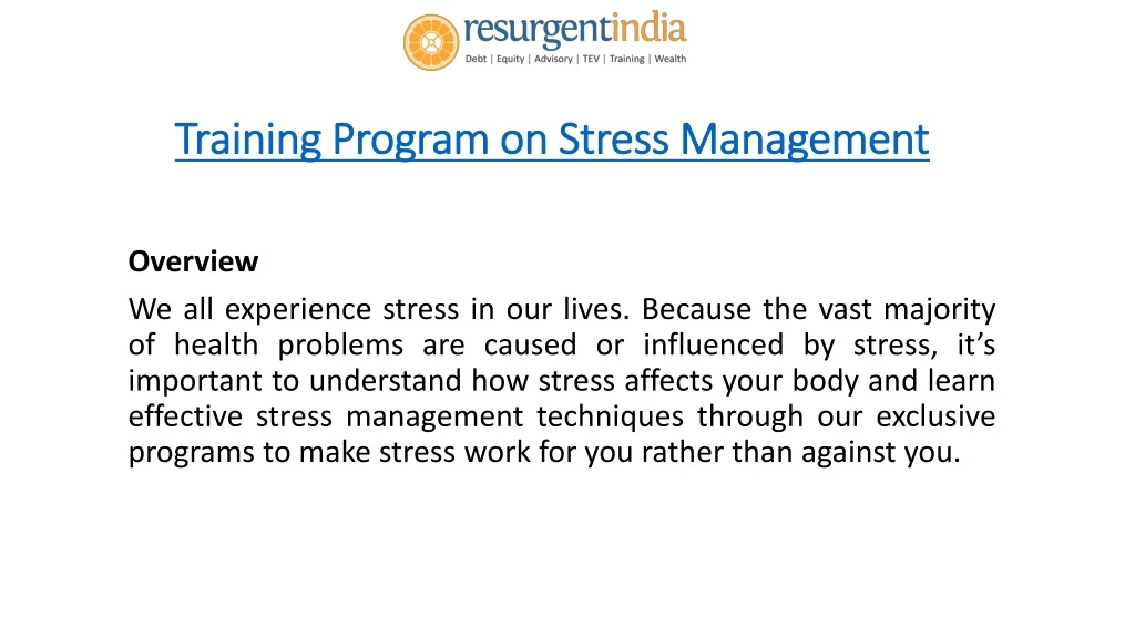 training program on stress management