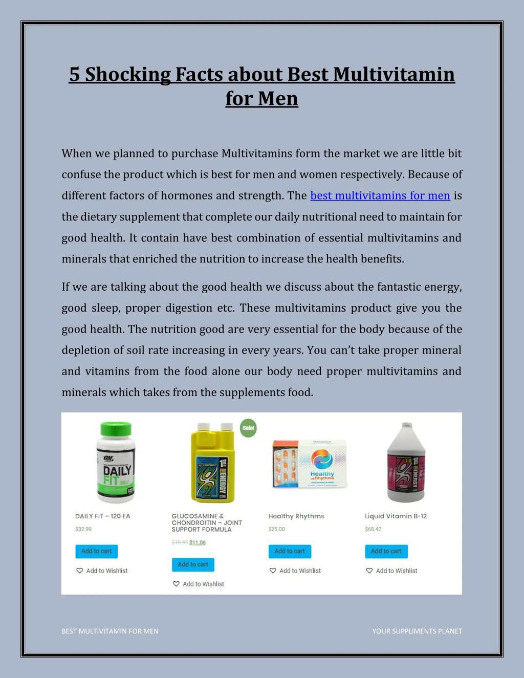 5 shocking facts about best multivitamin for men