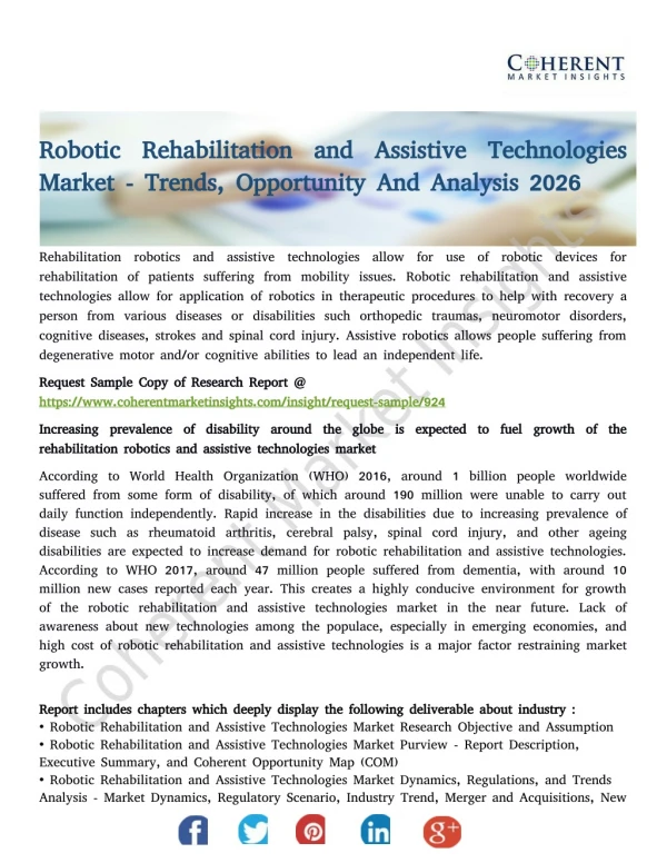 Robotic Rehabilitation and Assistive Technologies Market - Trends, Opportunity And Analysis 2026