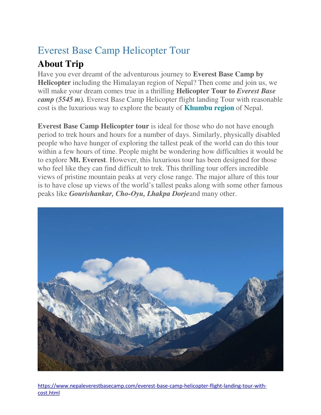 everest base camp helicopter tour about trip have