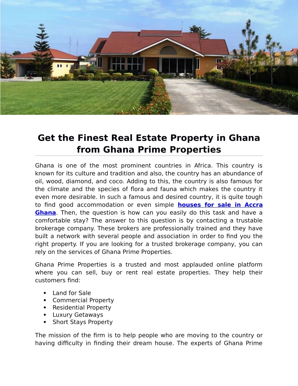 get the finest real estate property in ghana from