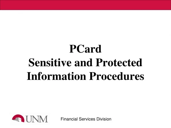 PCard Sensitive and Protected Information Procedures
