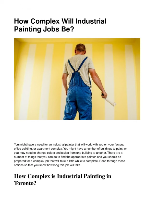 How Complex is Industrial Painting in Toronto?