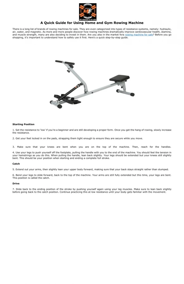 A Quick Guide for Using Home and Gym Rowing Machine