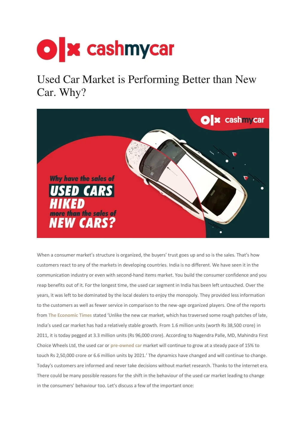 used car market is performing better than