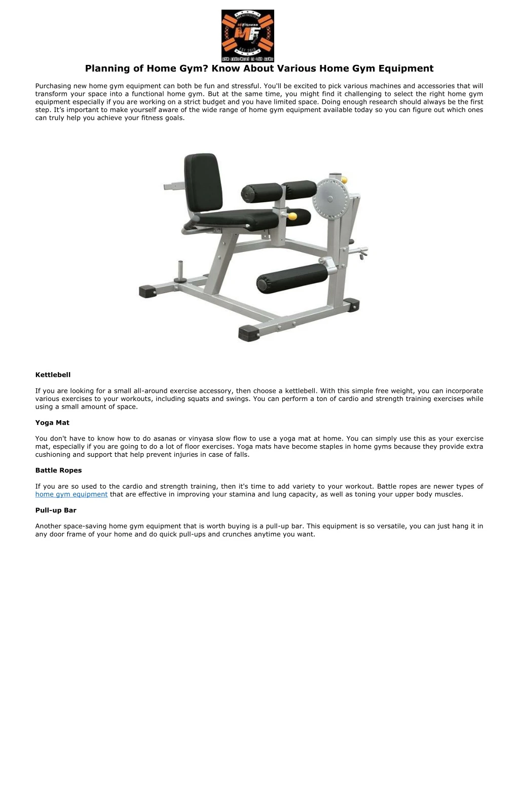 planning of home gym know about various home