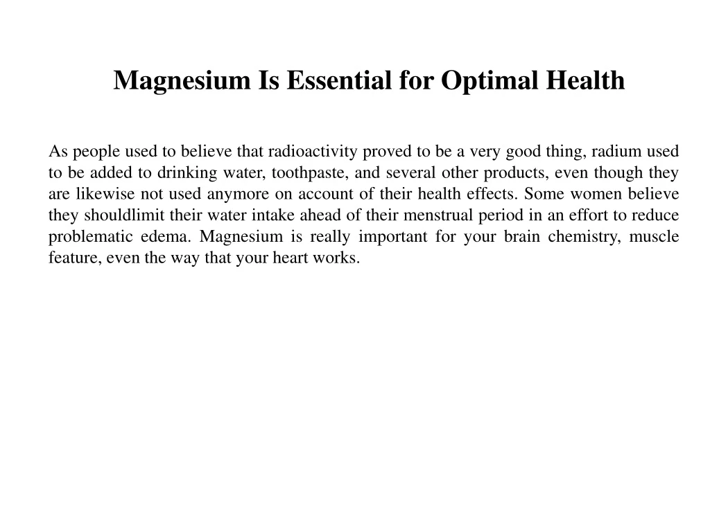 magnesium is essential for optimal health
