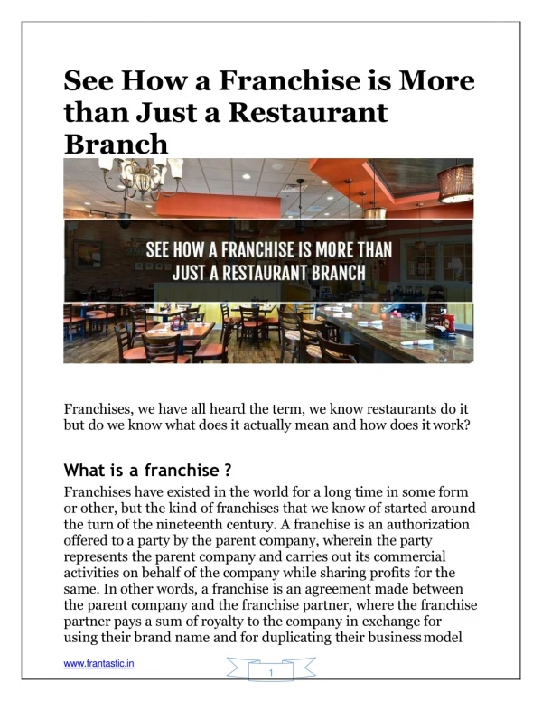 See How a Franchise is More than Just a Restaurant Branch