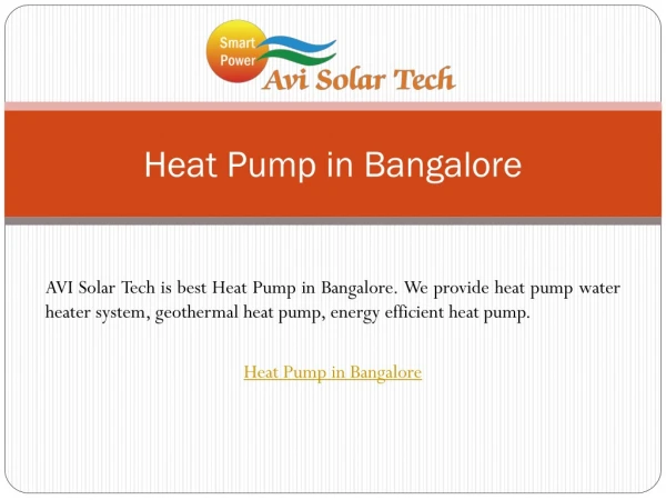 Heat Pump in Bangalore