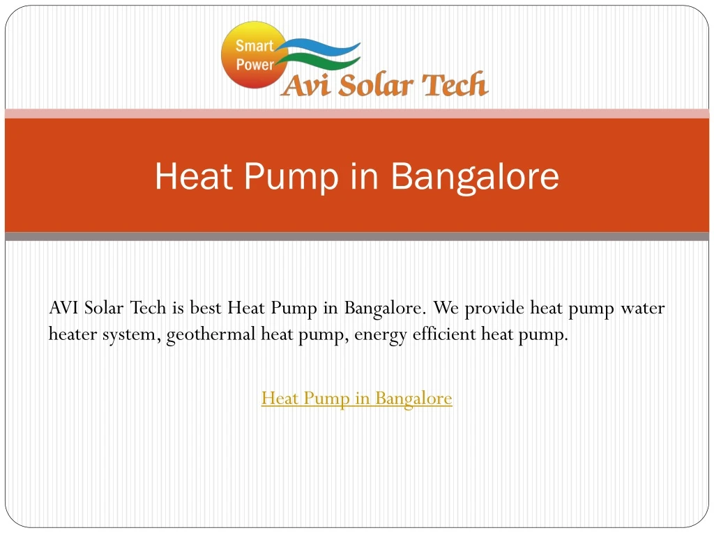 heat pump in bangalore