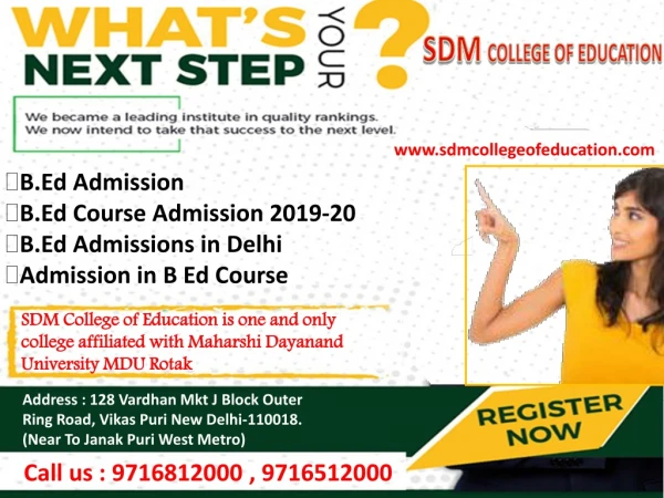 B.Ed Admission, B.Ed Course Admission 2019-20, B.Ed Admissions in Delhi.