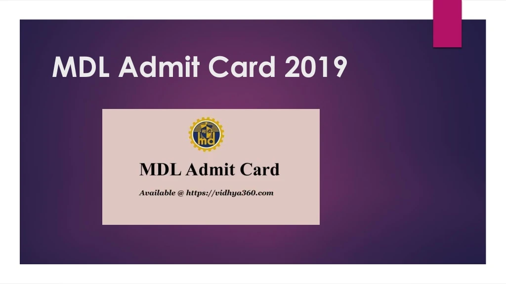 mdl admit card 2019