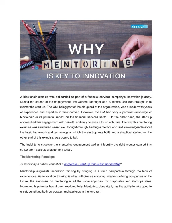 Why mentoring is key to innovation