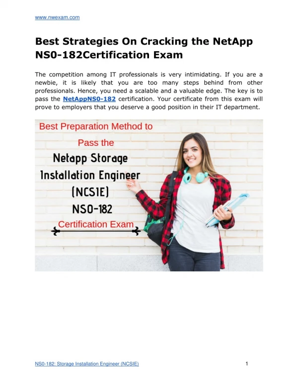 Study Guide Netapp NCSIE NS0-182 Certification Exam