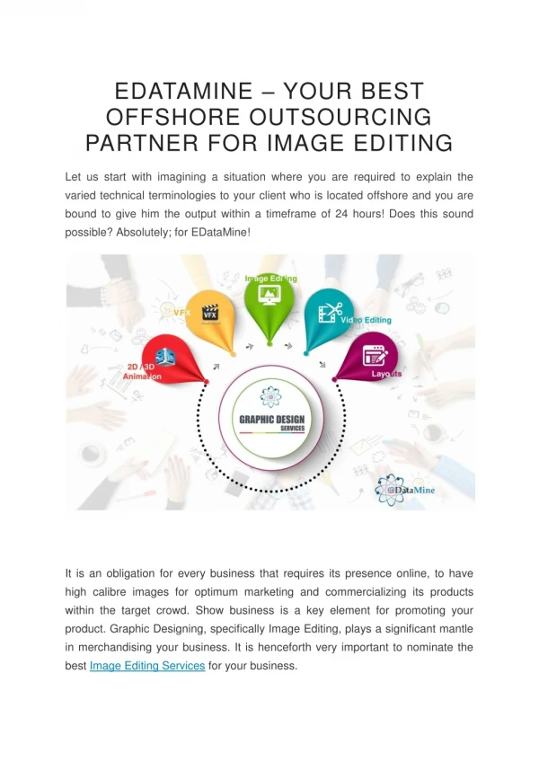 EDATAMINE – YOUR BEST OFFSHORE OUTSOURCING PARTNER FOR IMAGE EDITING