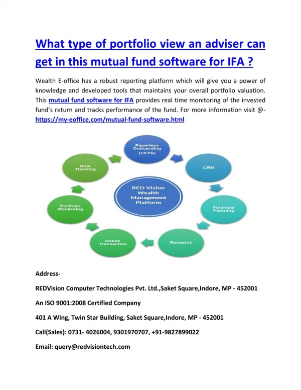 What type of portfolio view an adviser can get in this mutual fund software for IFA ?