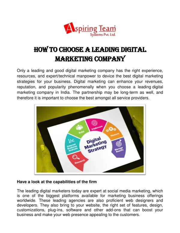 How To Choose A Leading Digital Marketing Company