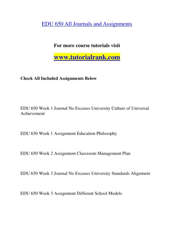 EDU 650 Effective Communication/tutorialrank.com