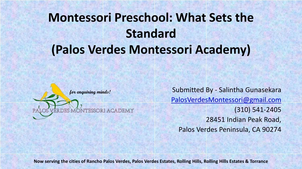 montessori preschool what sets the standard palos verdes montessori academy