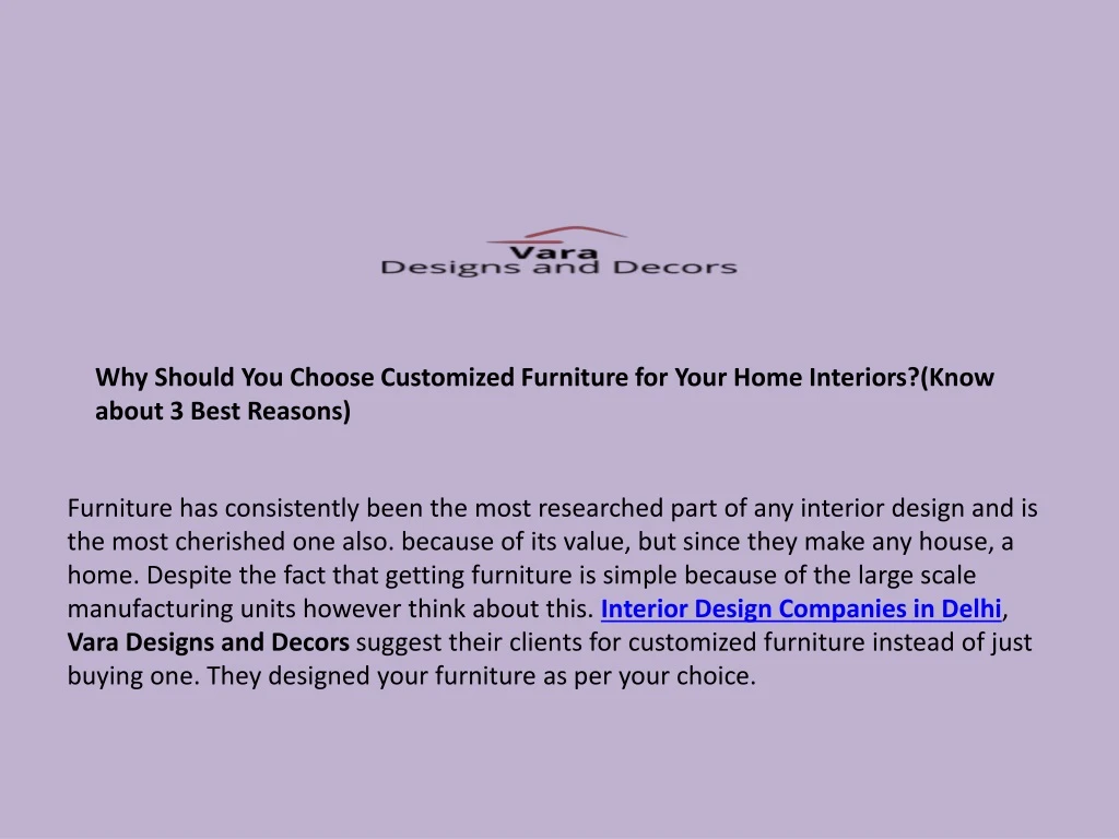 why should you choose customized furniture