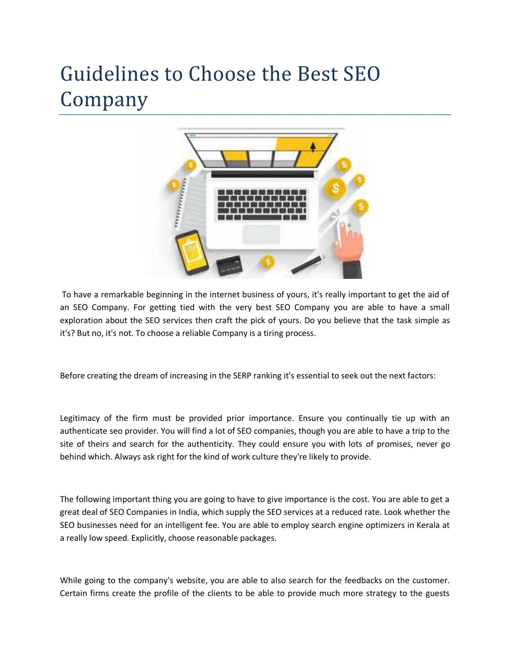 guidelines to choose the best seo company