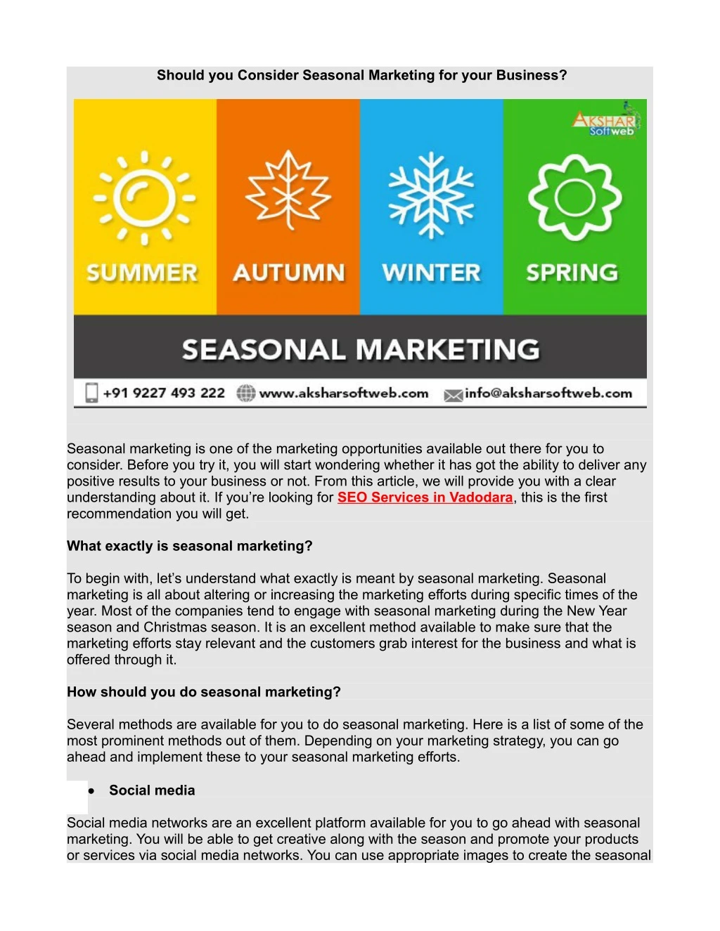 should you consider seasonal marketing for your