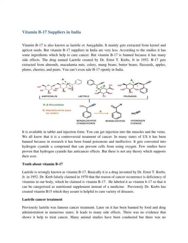 Buy Online Vitamin B17 Suppliers in India