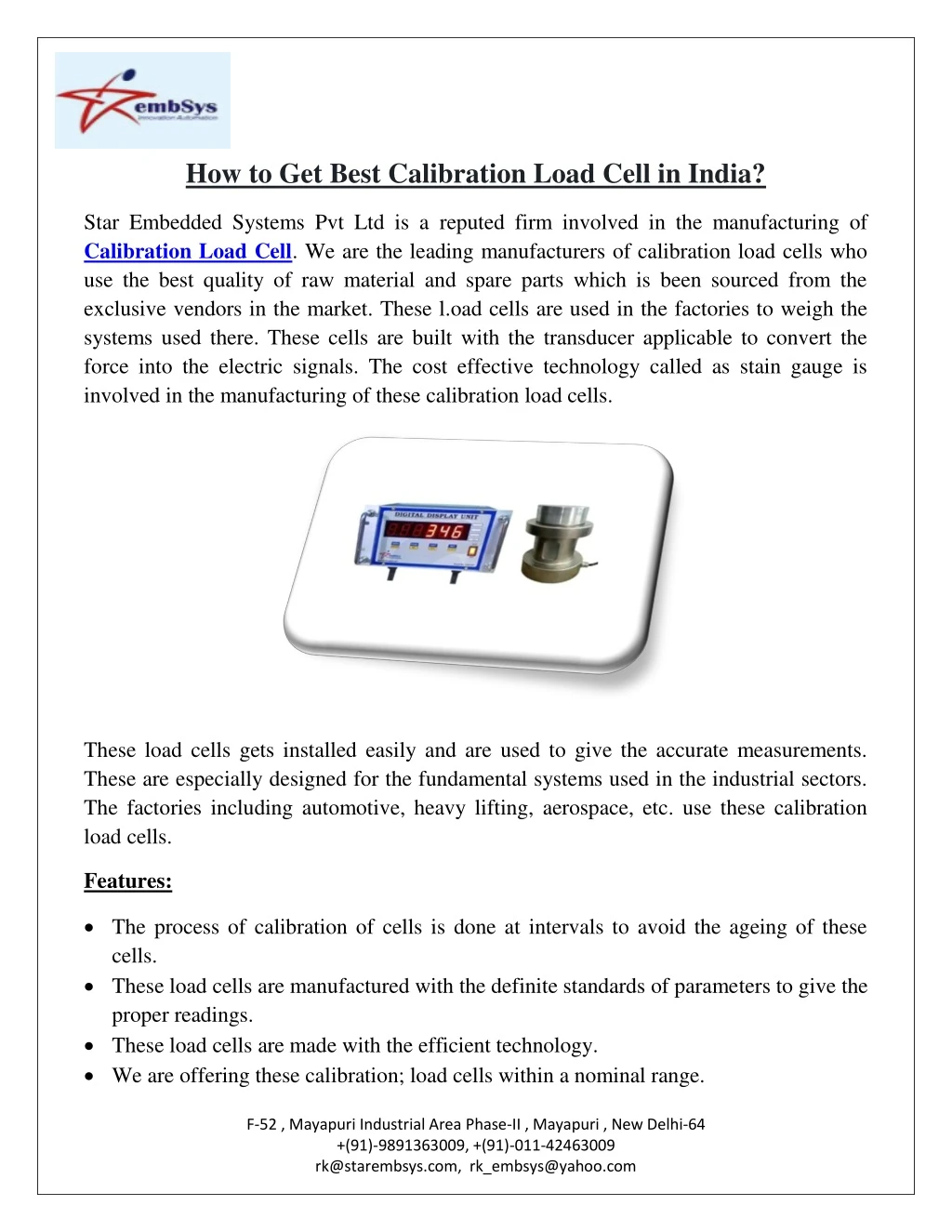 how to get best calibration load cell in india