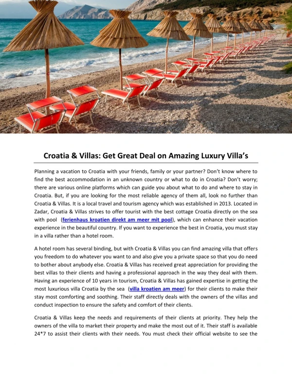 Croatia & Villas: Get Great Deal on Amazing Luxury Villa’s