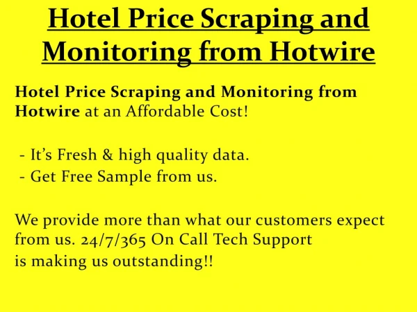 Hotel Price Scraping and Monitoring from Hotwire